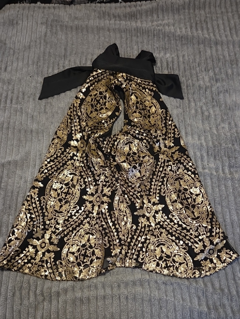 Black & Gold Sequin Halter Camisole